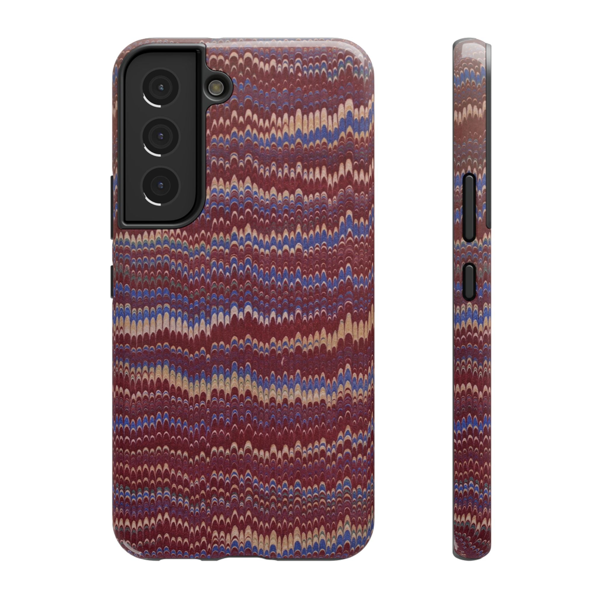 Burgundy and Blue Hues Italian Vintage Marble Design Phone Case for Apple + Samsung