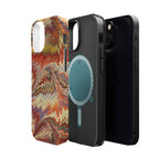 Rust + Gold Italian Marbled Design Magnetic MAG SAFE - Dual Layer Case - Glossy or Matte