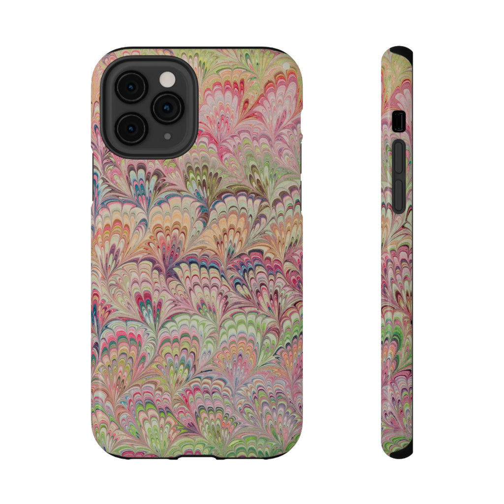 Marbled Pastel Pink and Green Impact-Resistant Phone Case for Apple + Samsung