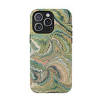 Florentine Marble iPhone Case | Inspired by Florence | Italian Marbled Paper Technique | Artisanal Green Swirl | Dual-Layer Protective Case | Matte or Glossy