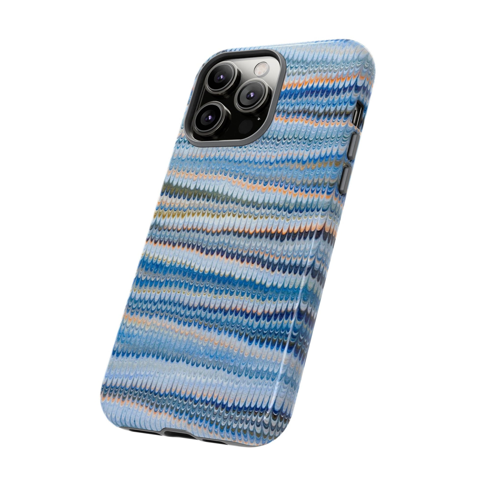 Blue Marbled Phone Cases iPhone 16 + Samsung + Apple + Google - all models, Vintage Marbled Design - Tough Cases