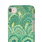 Marbled Feather Green Swirl - Single Layer Slim Phone Case