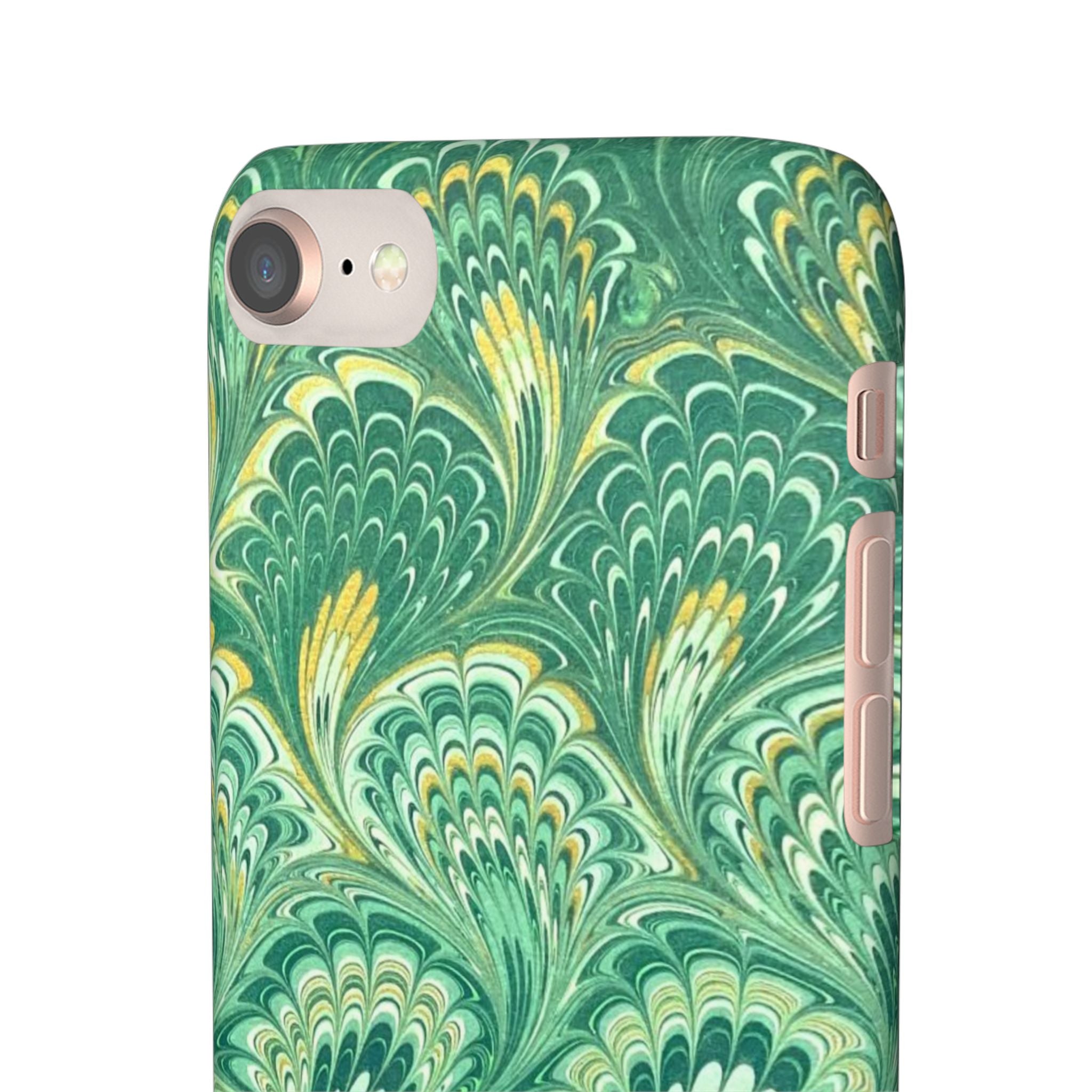 Marbled Feather Green Swirl - Single Layer Slim Phone Case