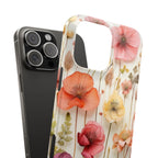 Slim Phone Case - Pink Floral Pressed Flowers iPhone 17 and Other Sizes - Glossy Finish