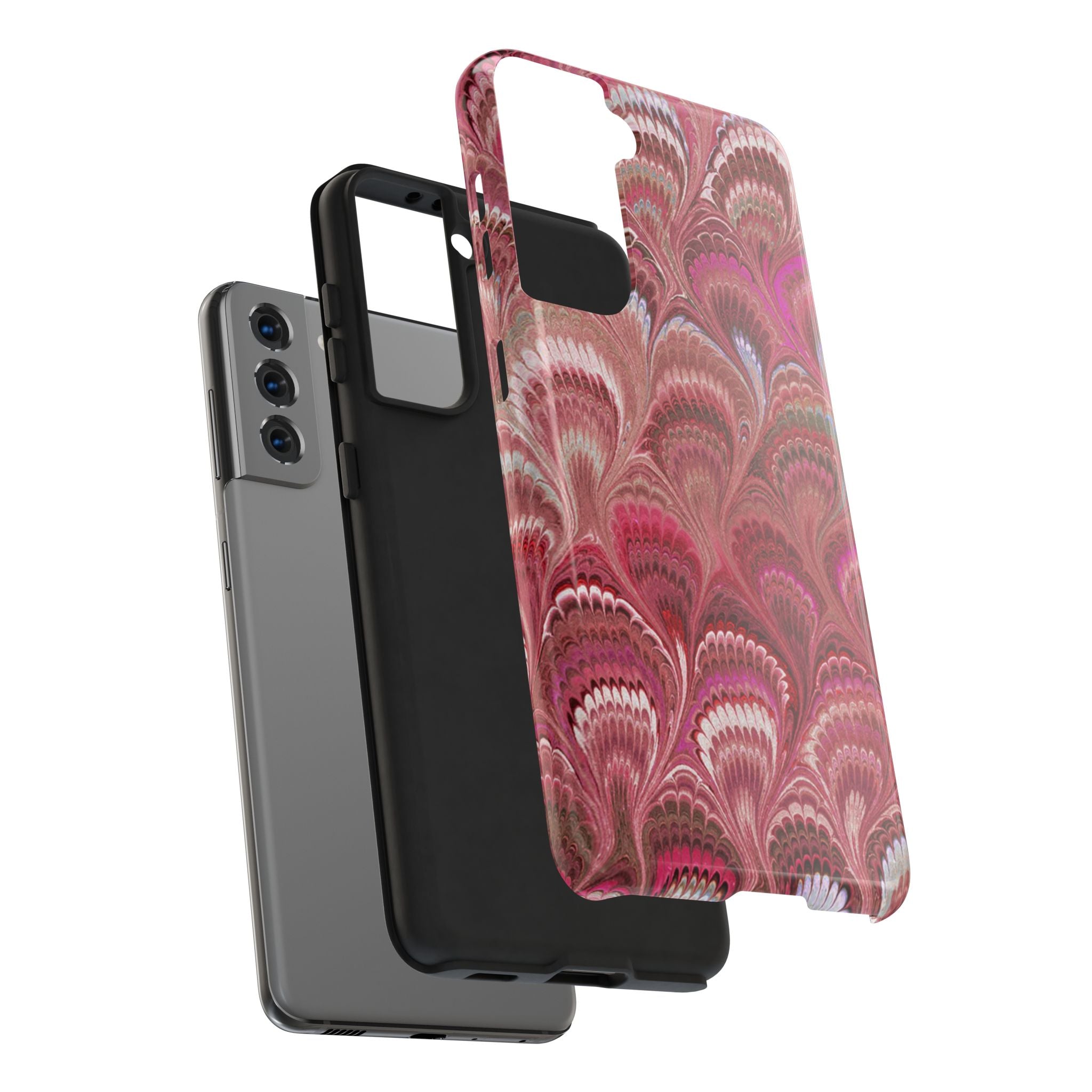 Pink Peacock Marble Italian Tough Phone Case — Durable Marbled Phone Case