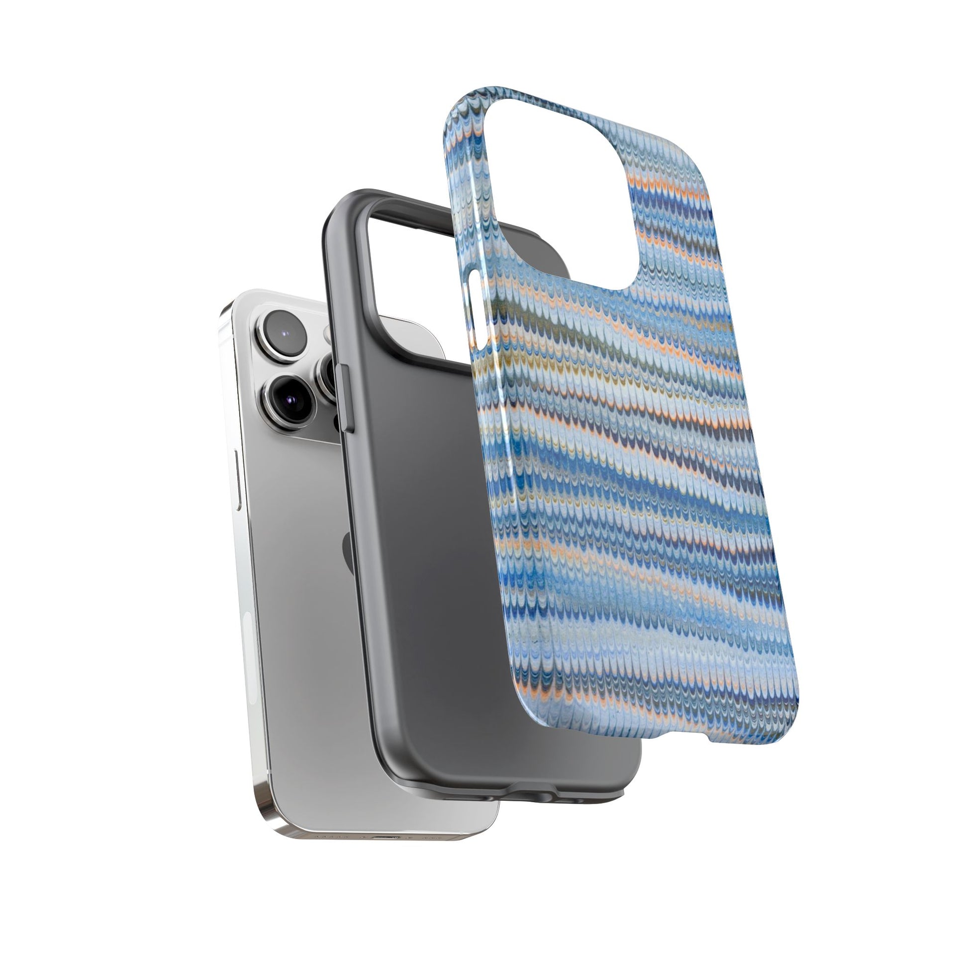 Blue Marbled Phone Cases iPhone 16 + Samsung + Apple + Google - all models, Vintage Marbled Design - Tough Cases