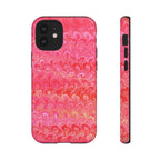 Pink and Gold Marbled Peacock Durable Phone Case - Olive Green and Brown - Matte or Glossy