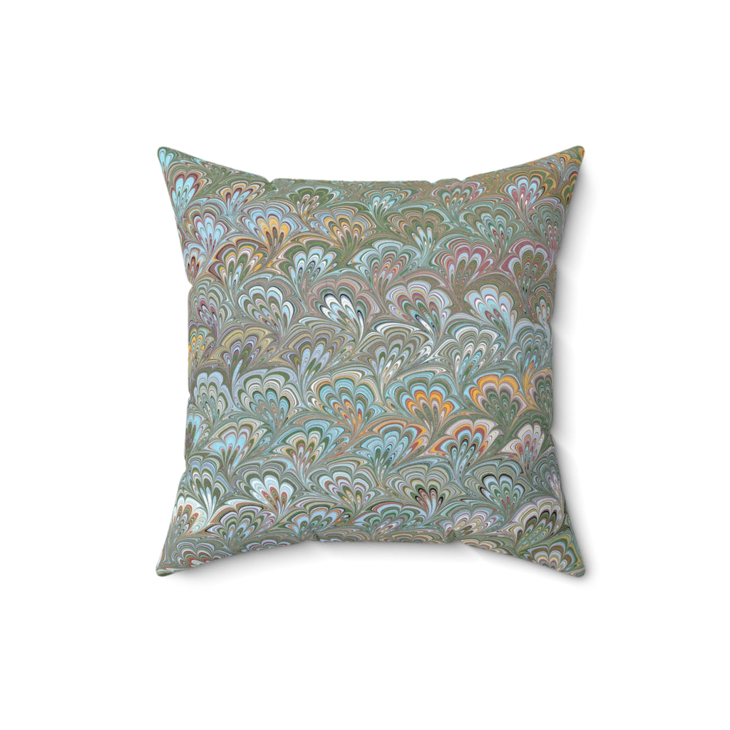 ITALIAN MARBLE Green and Blue Square Pillow includes Pillow, Hidden Zipper