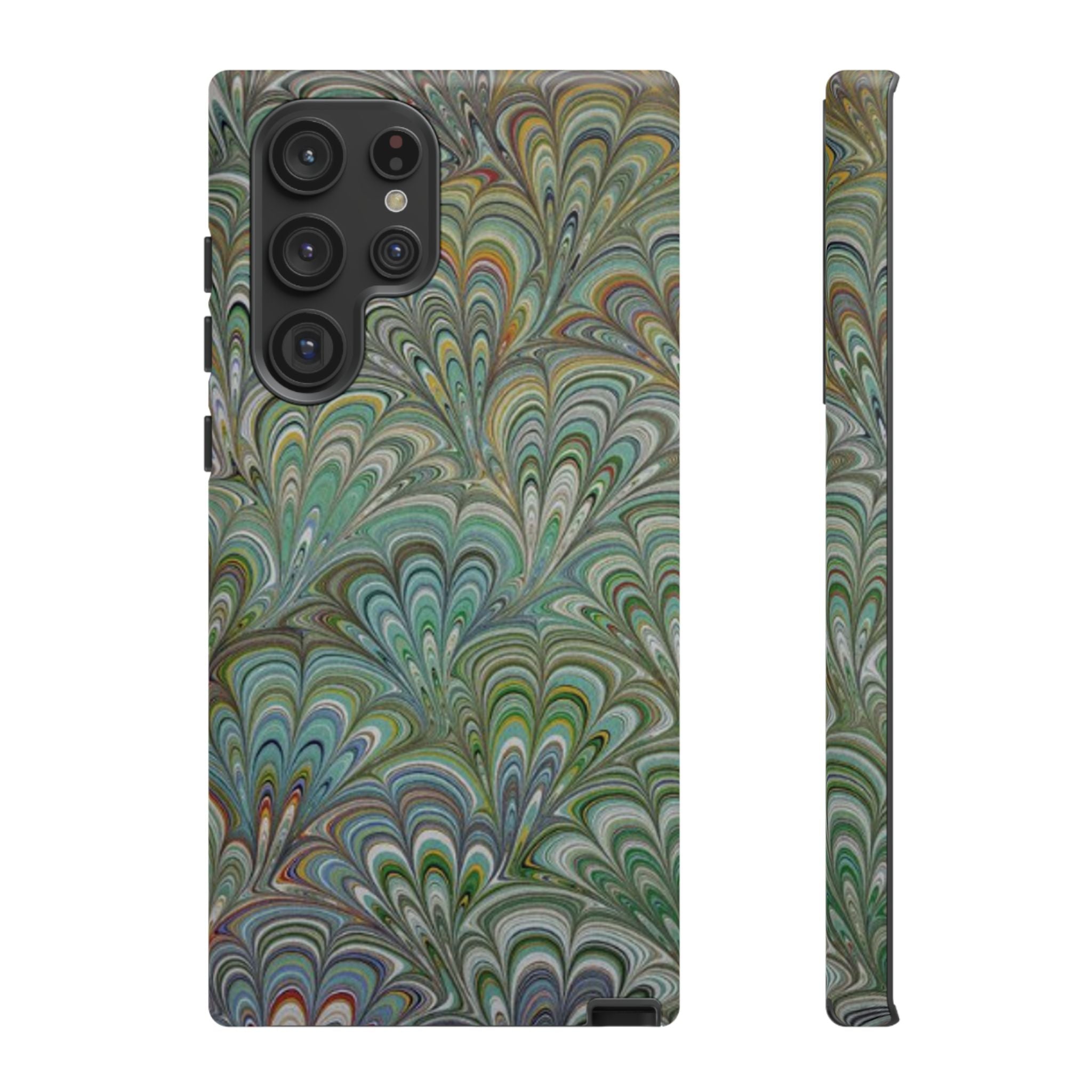 Green Peacock Marbled Phone Case — "Tough Cases" Ultra-Tough Protective Cover