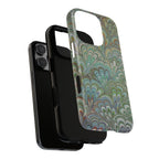 Green Marbled Peacock Durable Phone Case - Matte or Glossy