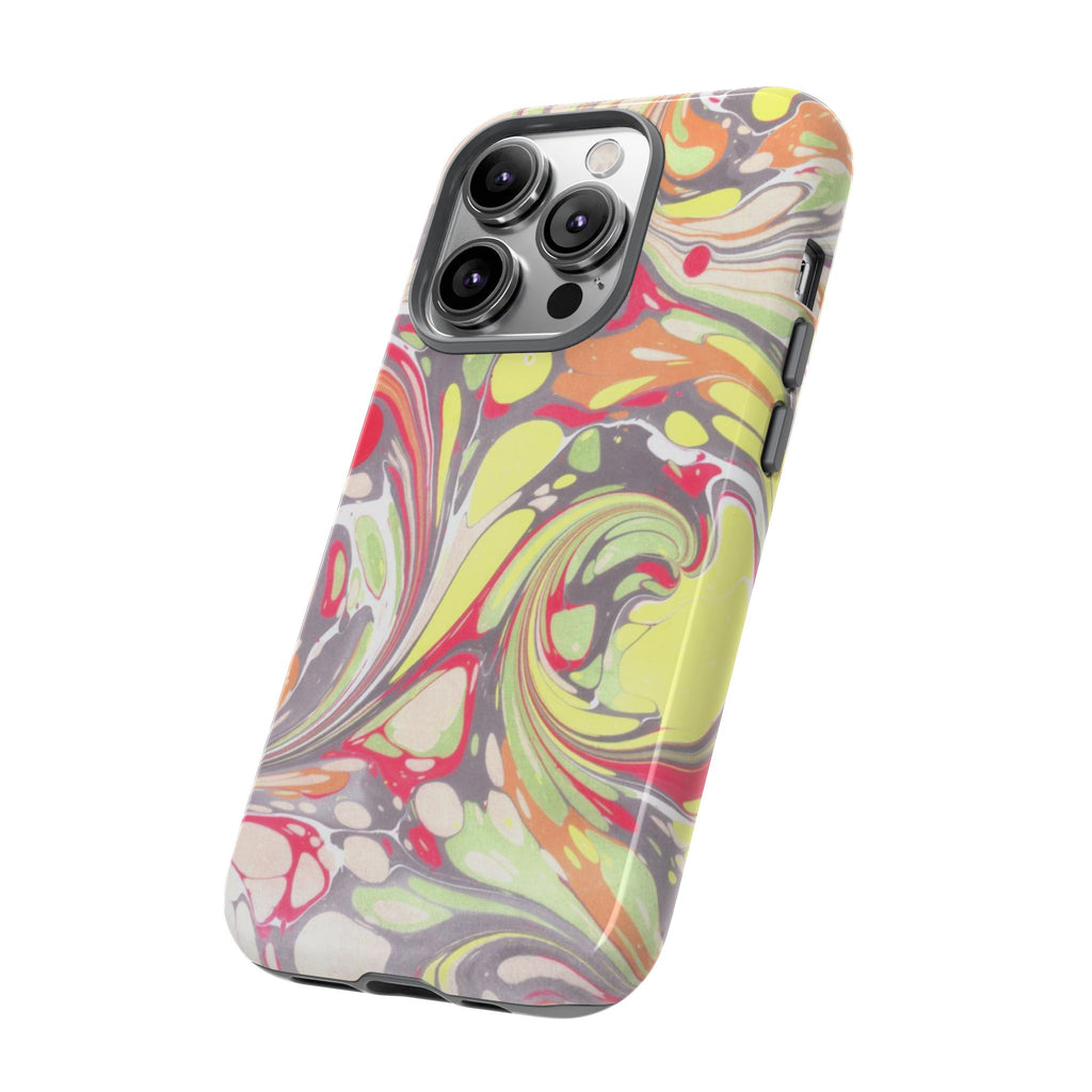 Yellow and Pink Swirl Marbled Italian Phone Case - Dual Layer - Matte or Glossy