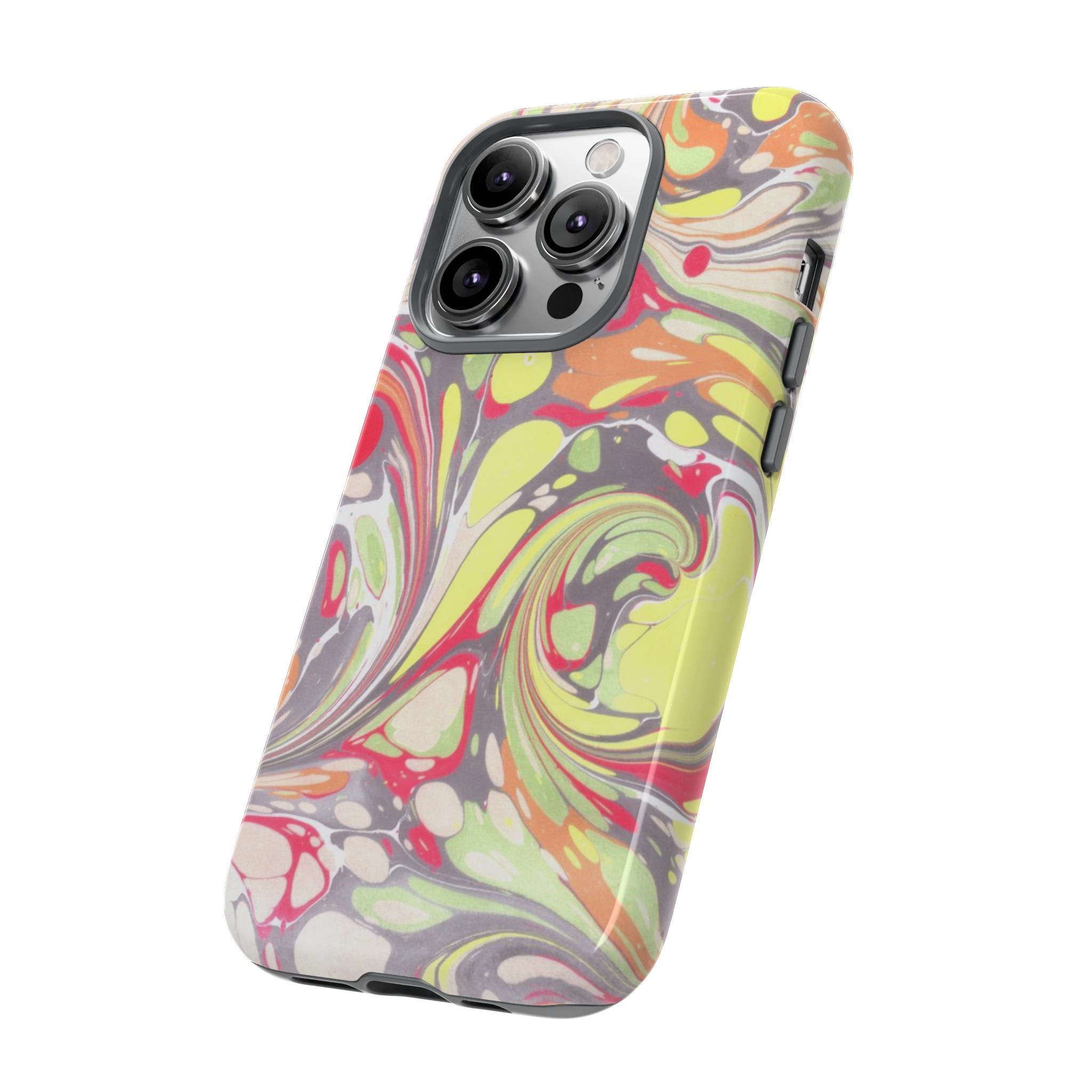 Yellow and Pink Swirl Marbled Italian Phone Case - Dual Layer - Matte or Glossy