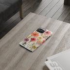 Slim Phone Case - Pink Floral Pressed Flowers iPhone 17 and Other Sizes - Glossy Finish