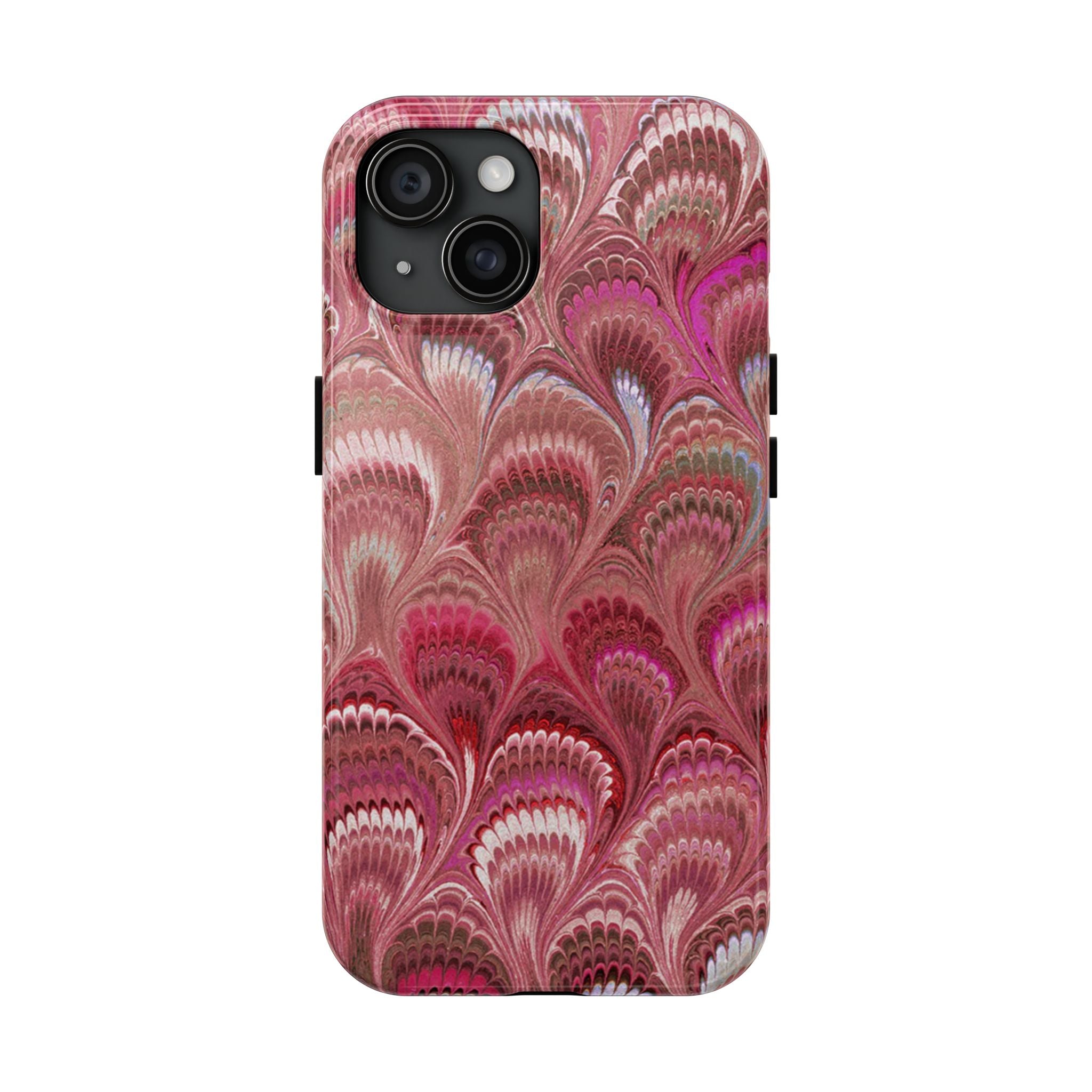 Pink Peacock Marble Italian Tough Phone Case — Durable Marbled Phone Case