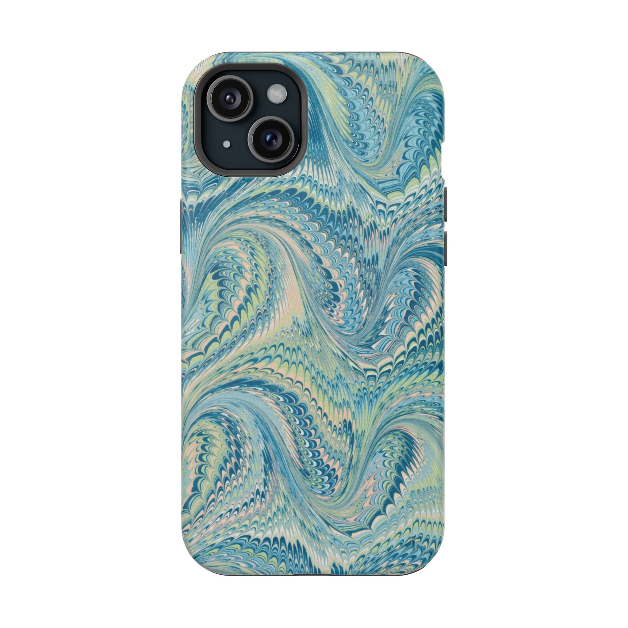 Aqua + Green Marble Phone Case - Impact-Resistant MAG SAFE - Dual Cover Design