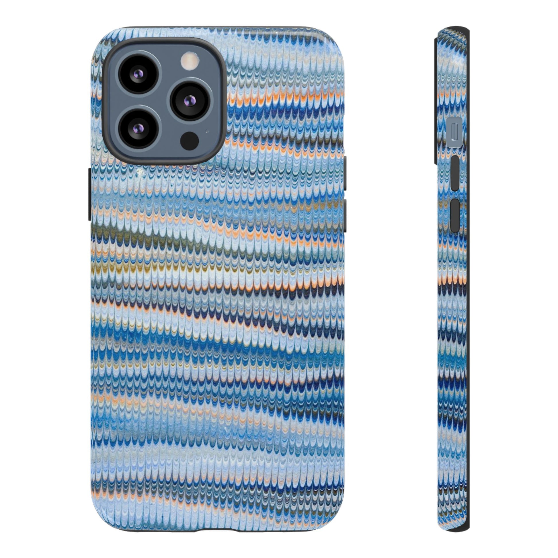 Blue Marbled Phone Cases iPhone 16 + Samsung + Apple + Google - all models, Vintage Marbled Design - Tough Cases