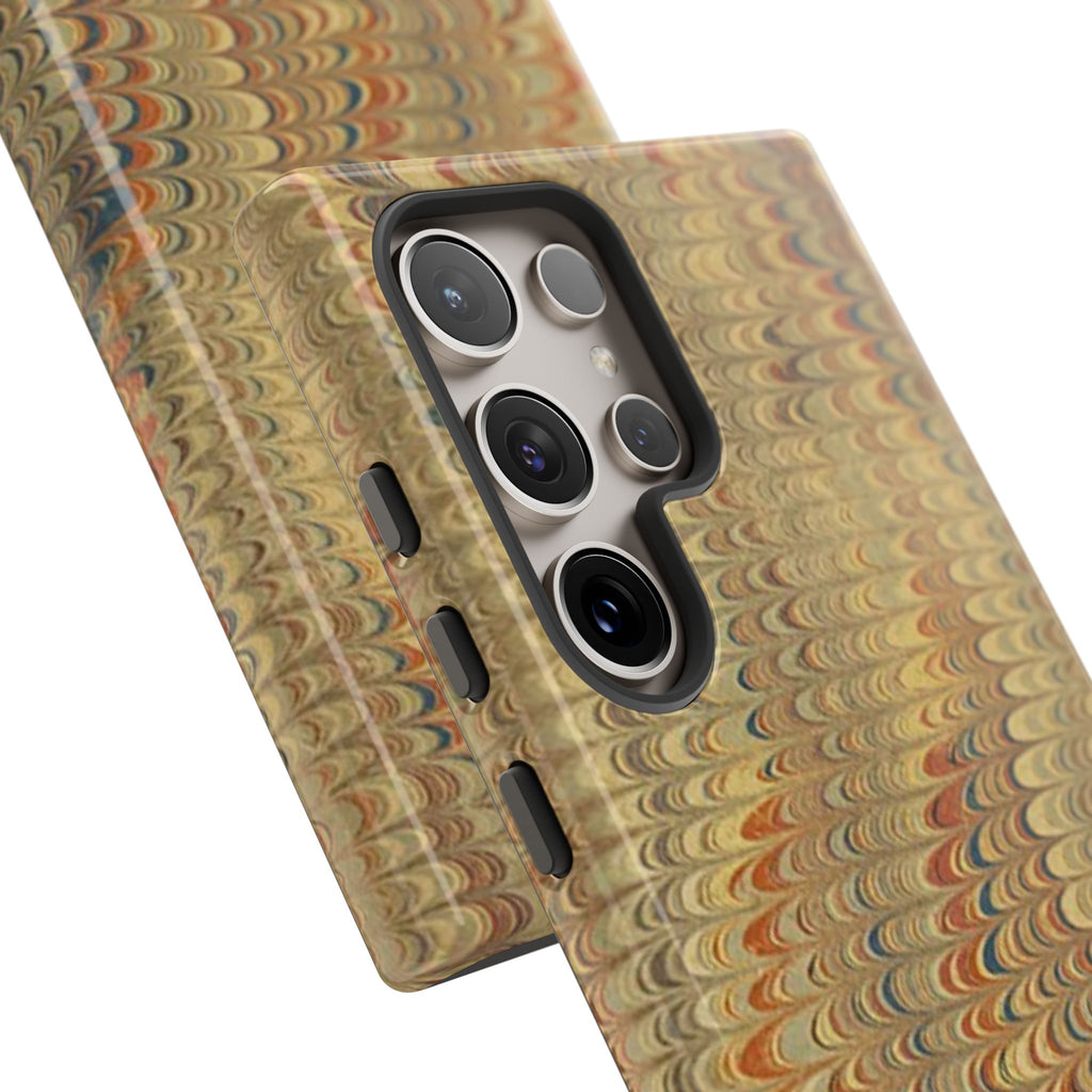 Beige and Blue Marbled Durable Phone Case - Dual Layer - Matte or Glossy