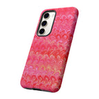Pink and Gold Marbled Peacock Durable Phone Case - Olive Green and Brown - Matte or Glossy
