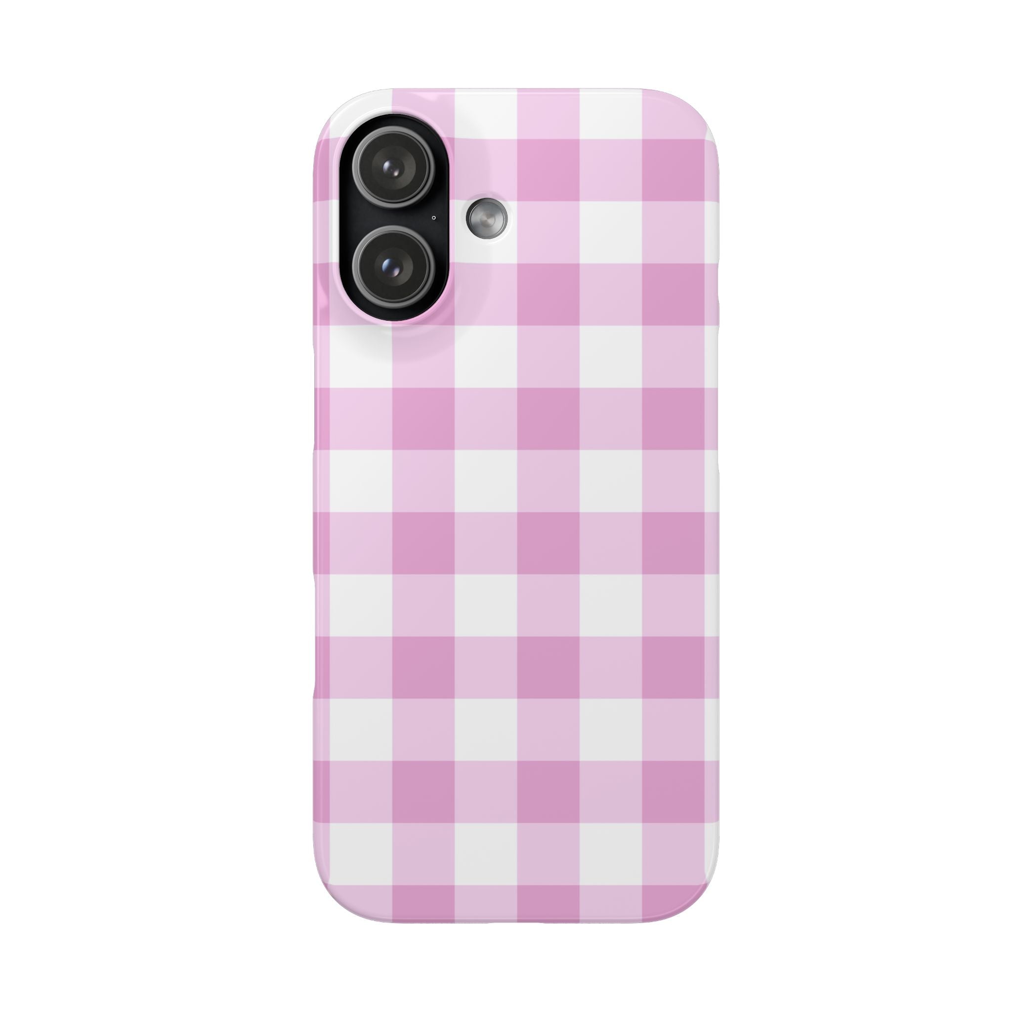 Pink + White Gingham Check Phone Case - Single Layer Slim Case