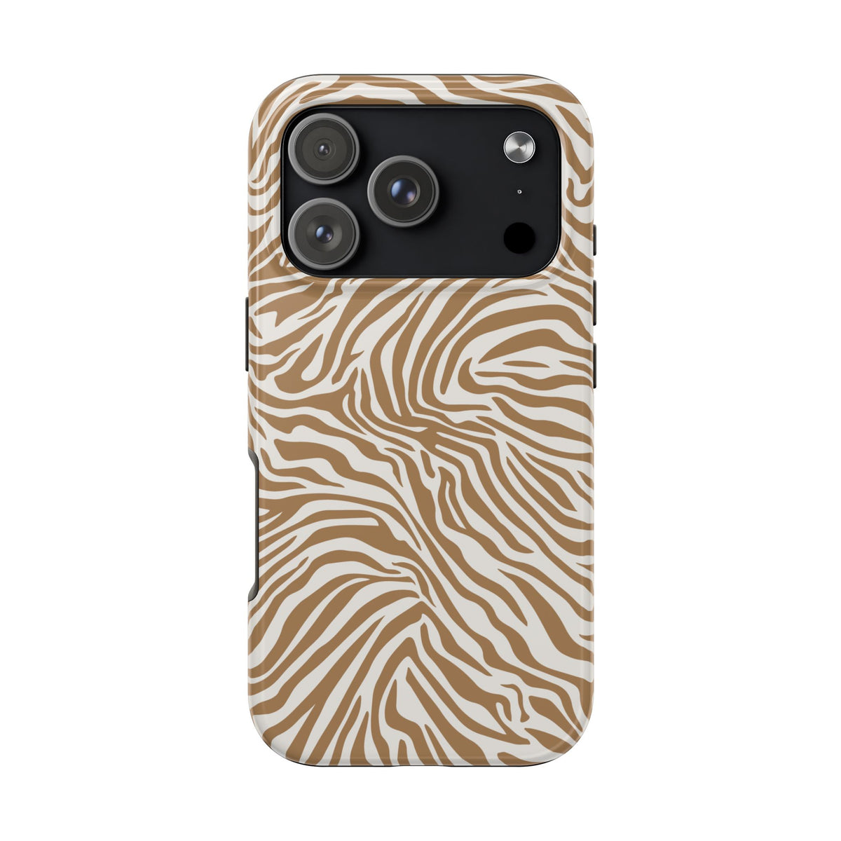 Zebra Print Camel Brown + White - Dual Layer Phone Case