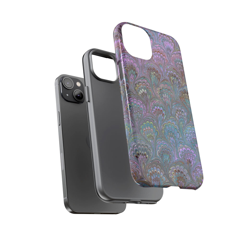 Lavender Marbled Peacock Durable Phone Case - Matte or Glossy