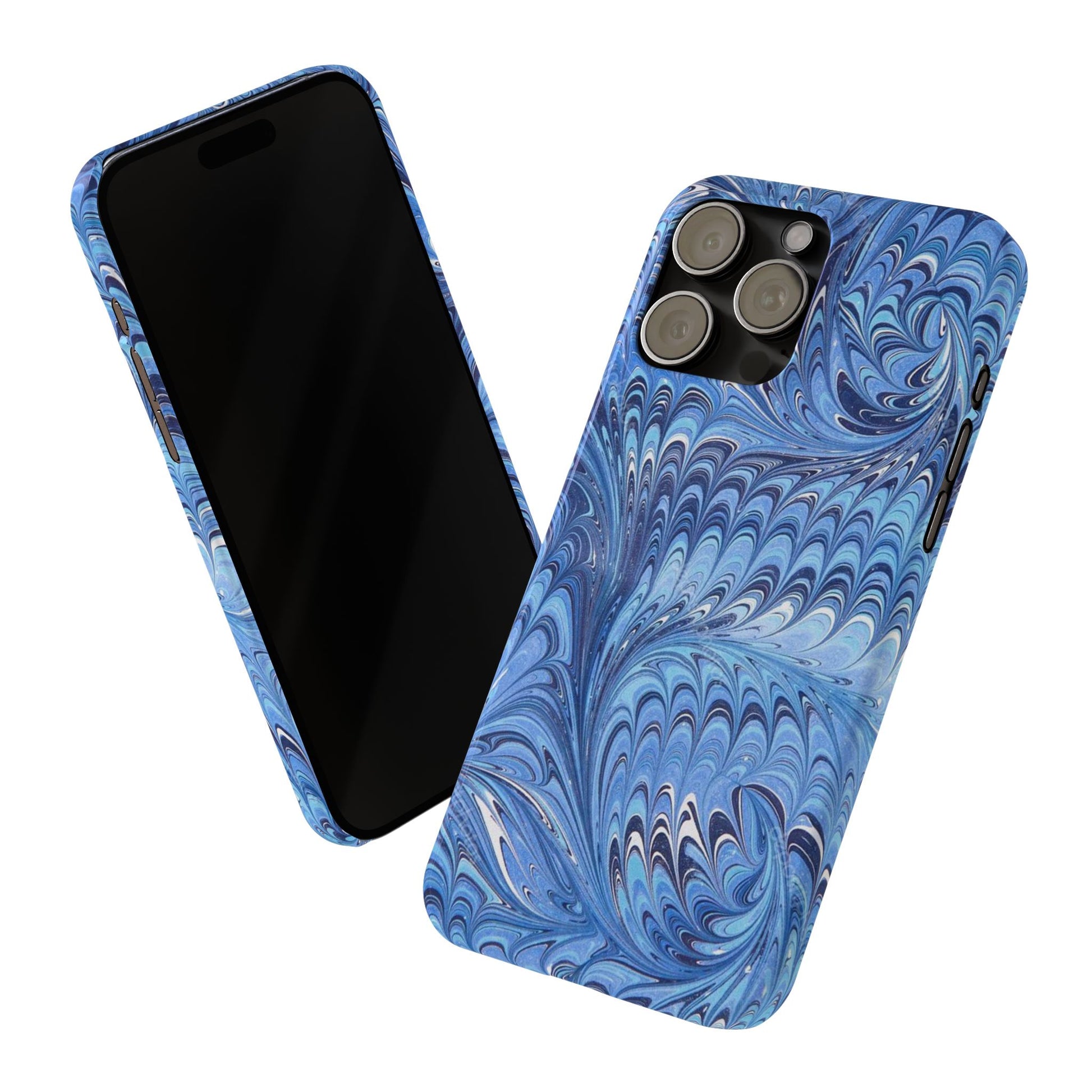 Blue Italian Marbled Design, Green and Blue Pallet, Slim Phone Case
