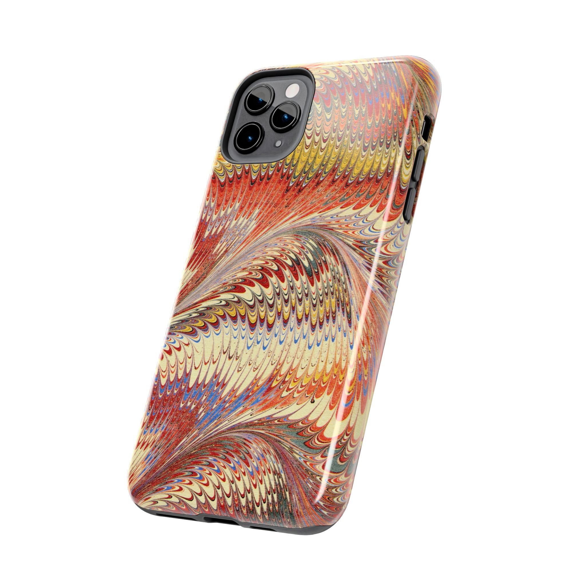 Marbled Swirl Tough Phone Case - Red Rust Orange Fall Colors, Heavy Duty Case. Alternative: Protective Phone Cover, Durable Smartphone Case,
