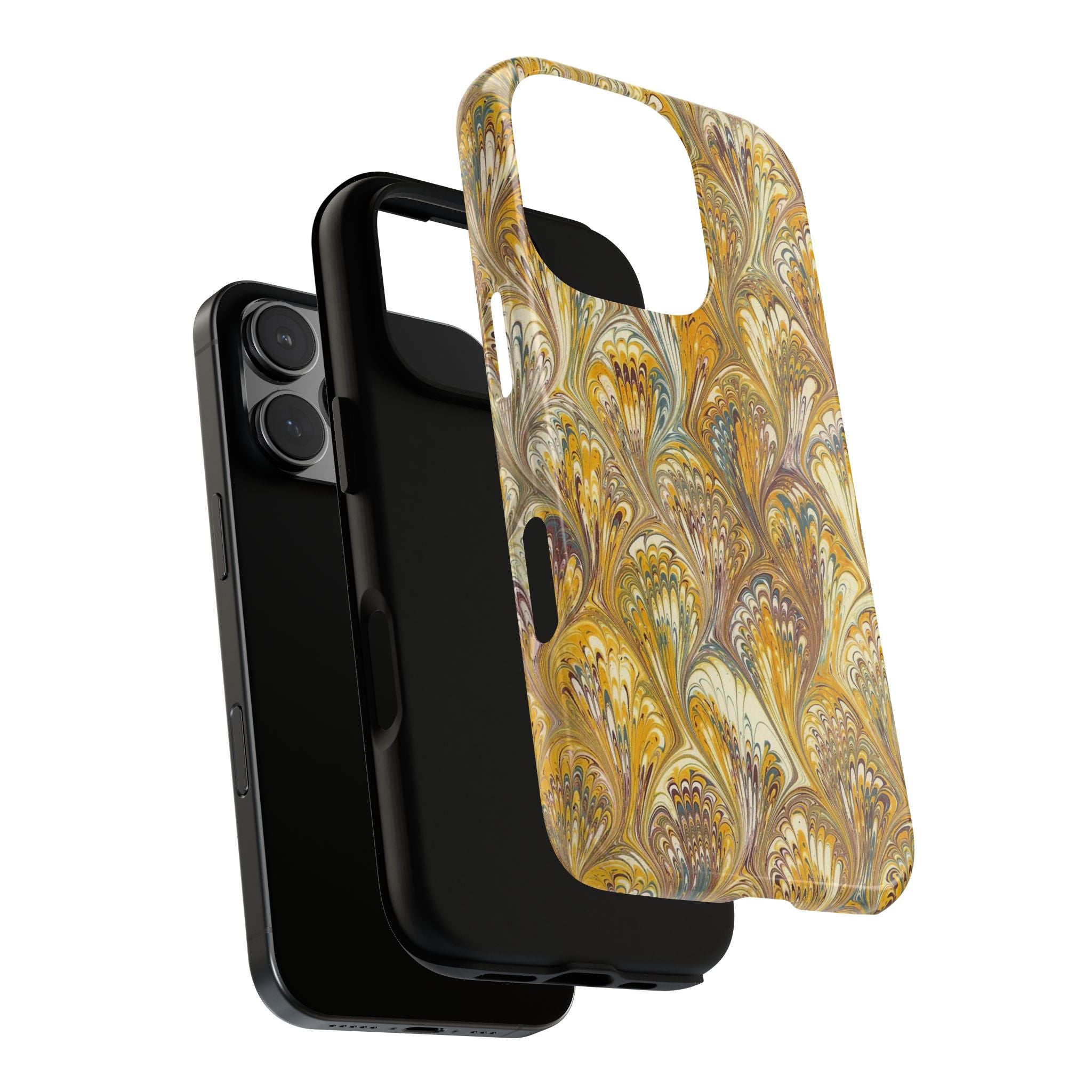 Golden Yellow Marbled Italian Phone Case - Dual Layer - Matte or Glossy