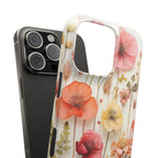 Pink Floral Pressed Flowers - Slim Case
