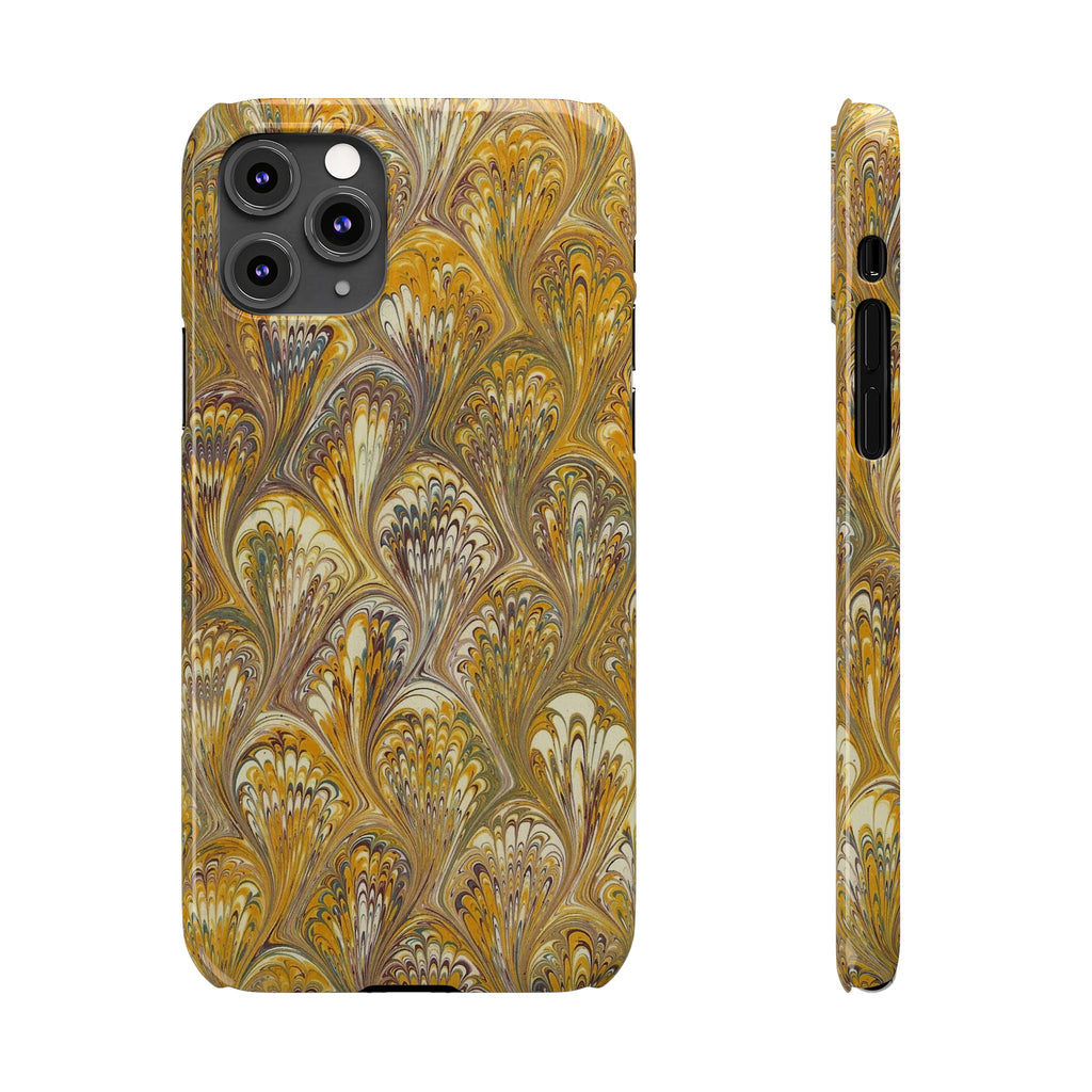 Golden Yelllow Hand-Marbled Florentine Italian Phone Case for iPhone 17 and all sizes