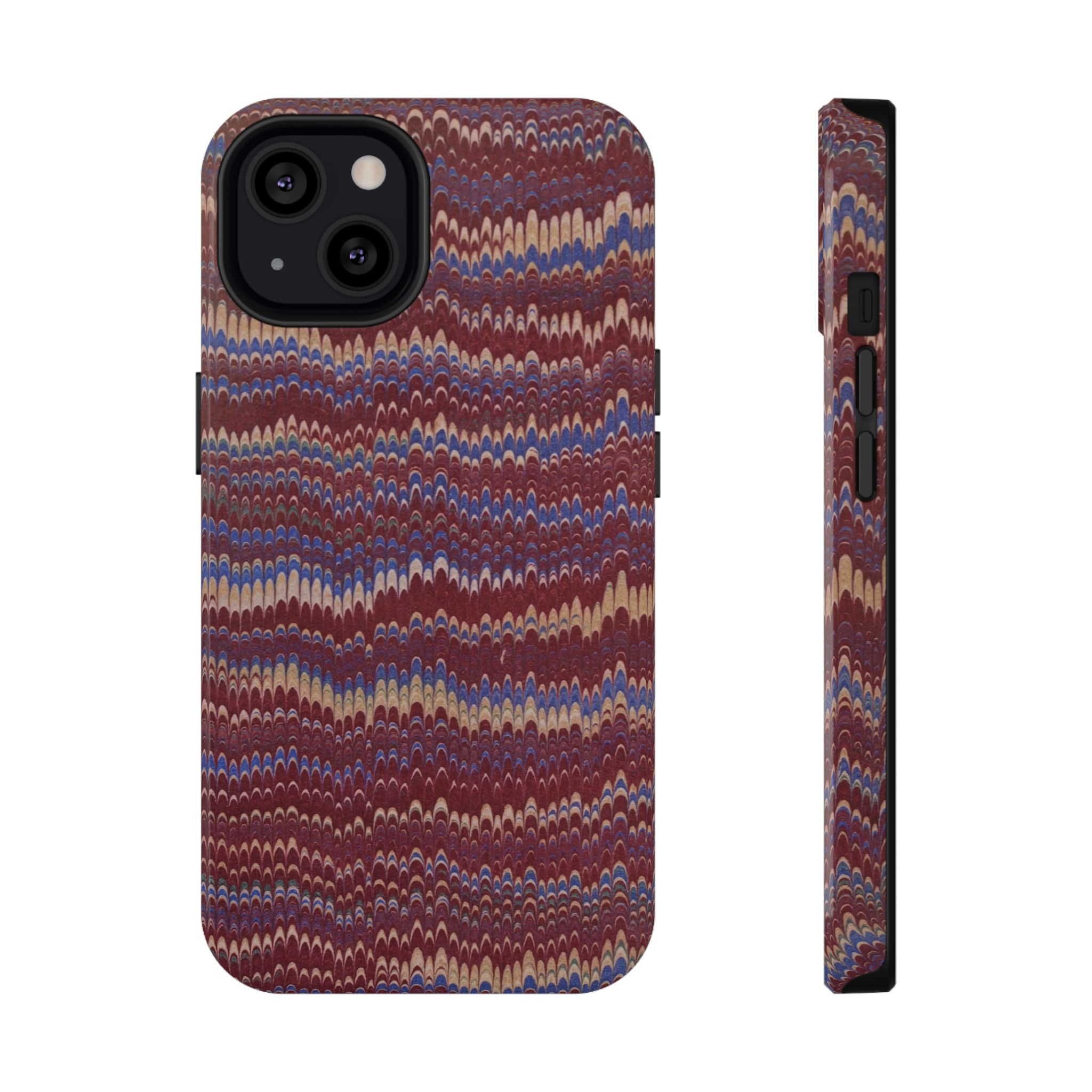 Burgundy and Blue Hues Italian Vintage Marble Design Phone Case for Apple + Samsung