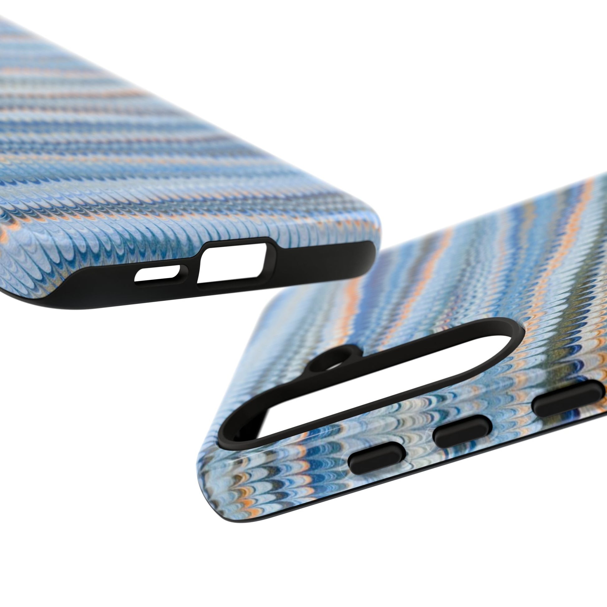 Blue Marbled Phone Cases iPhone 16 + Samsung + Apple + Google - all models, Vintage Marbled Design - Tough Cases