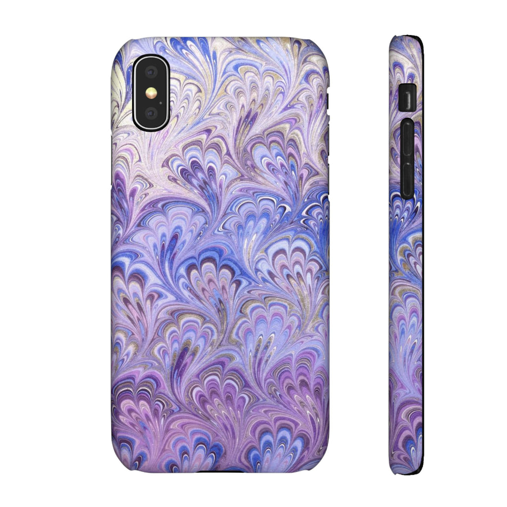 Marbled Feather Lavender + Purple Swirl - Single Layer Slim Phone Case