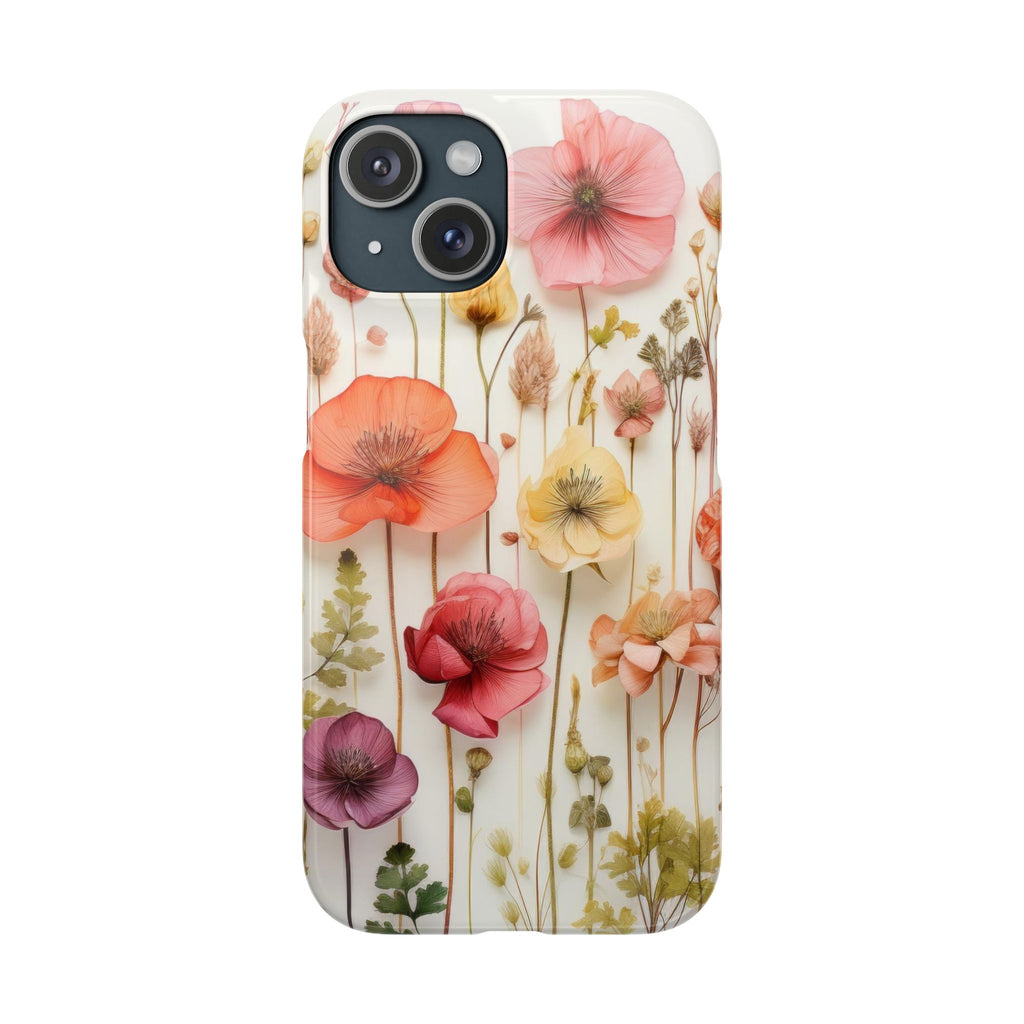 Pink Floral Pressed Flowers - Slim Case