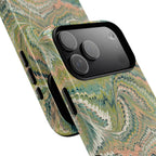 Florentine Marble iPhone Case | Inspired by Florence | Italian Marbled Paper Technique | Artisanal Green Swirl | Dual-Layer Protective Case | Matte or Glossy