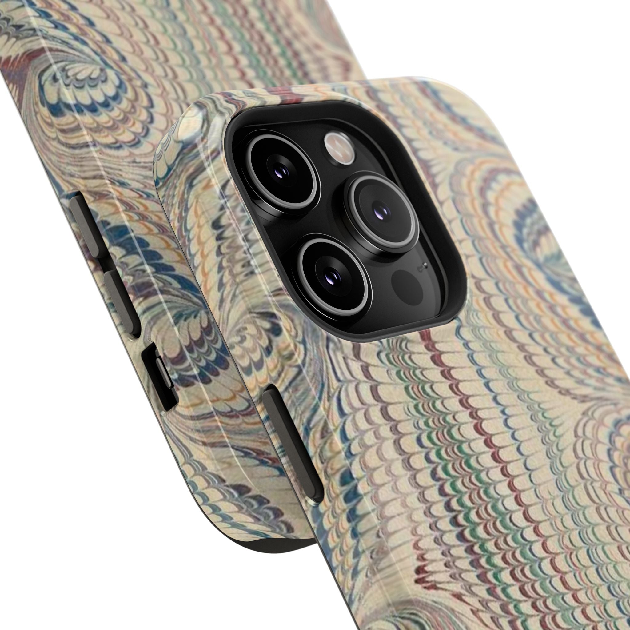 Italian Beige & Blue Marble Phone Case — Impact-Resistant Durable Case for Apple & Samsung