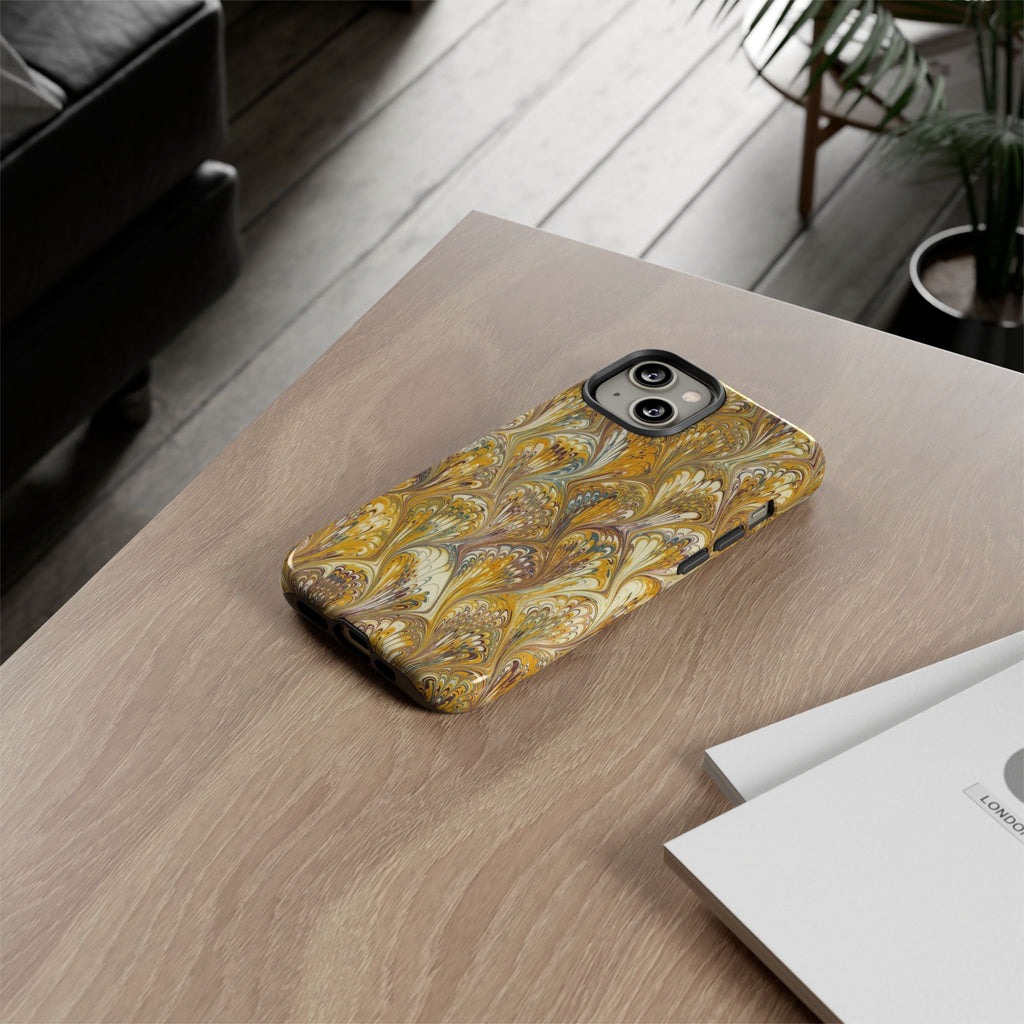 Golden Yellow Marbled Italian Phone Case - Dual Layer - Matte or Glossy