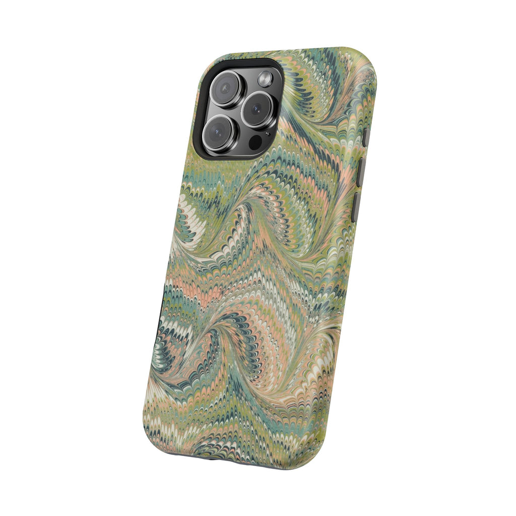Green Pastel Italian Marble Design Magnetic MAG SAFE High Impact iPhone Cases