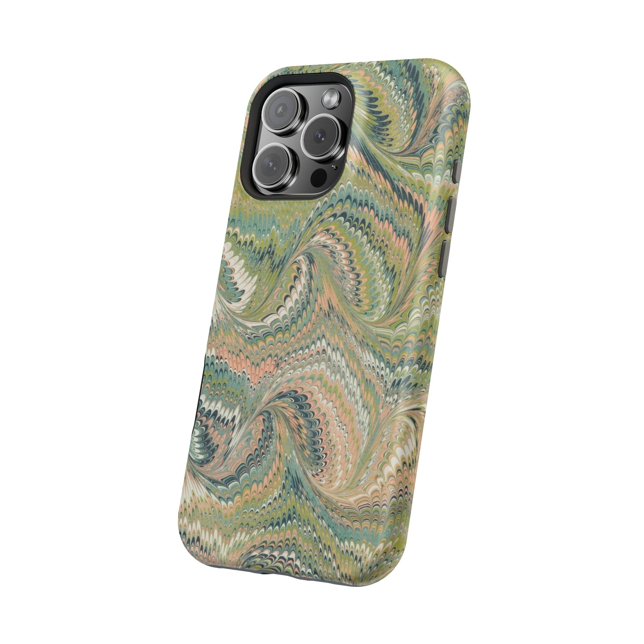 Green Pastel Italian Marble Design Magnetic MAG SAFE High Impact iPhone Cases