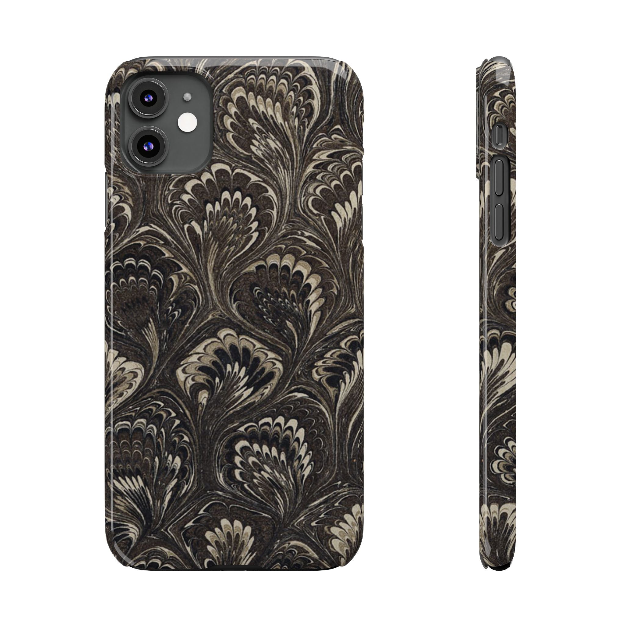 Black Italian Marble Design Slim iPhone 17 + all models Phone Cases