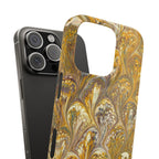 Golden Yelllow Hand-Marbled Florentine Italian Phone Case for iPhone 17 and all sizes