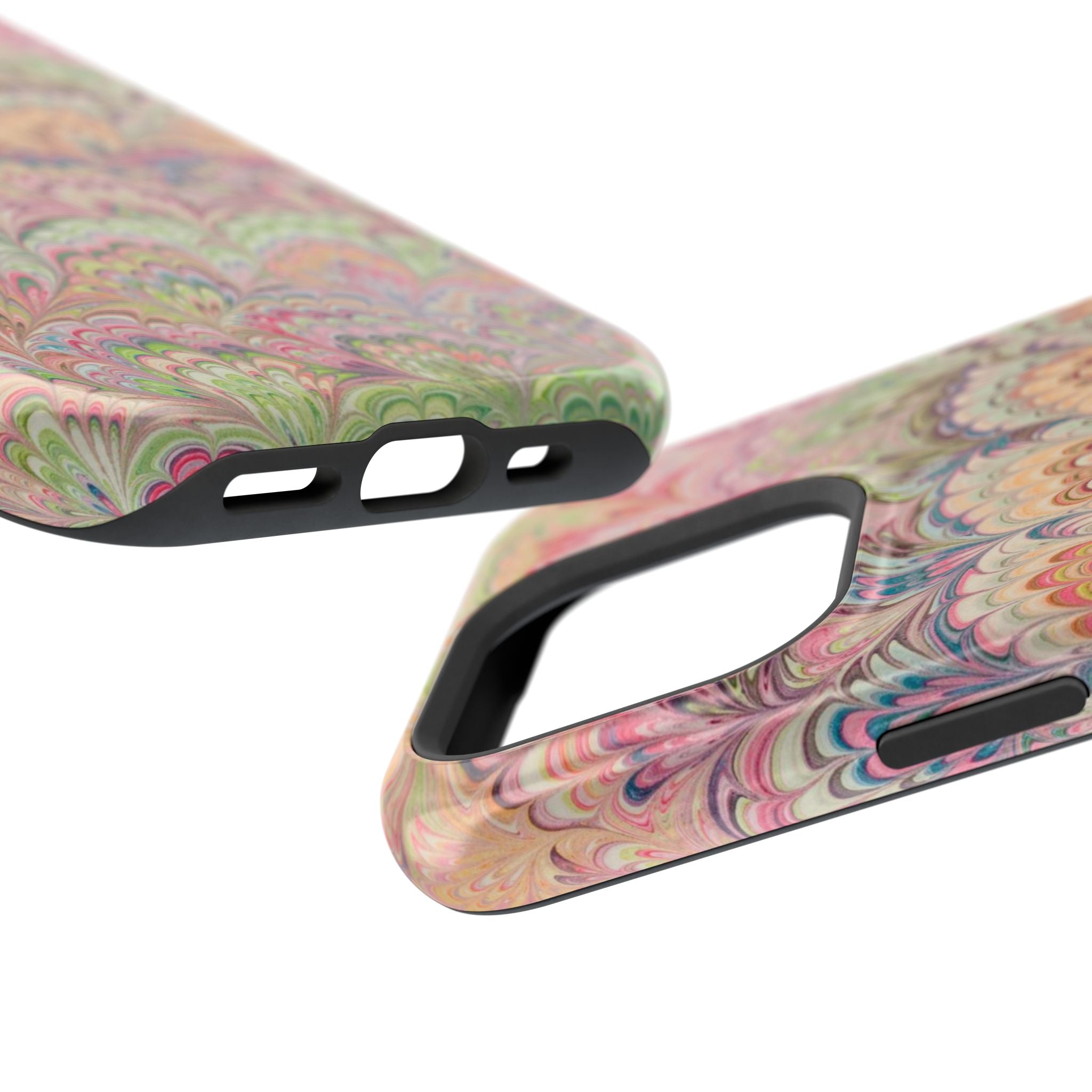Marbled Pastel Pink and Green Impact-Resistant Phone Case for Apple + Samsung