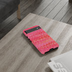 Pink and Gold Marbled Peacock Durable Phone Case - Olive Green and Brown - Matte or Glossy