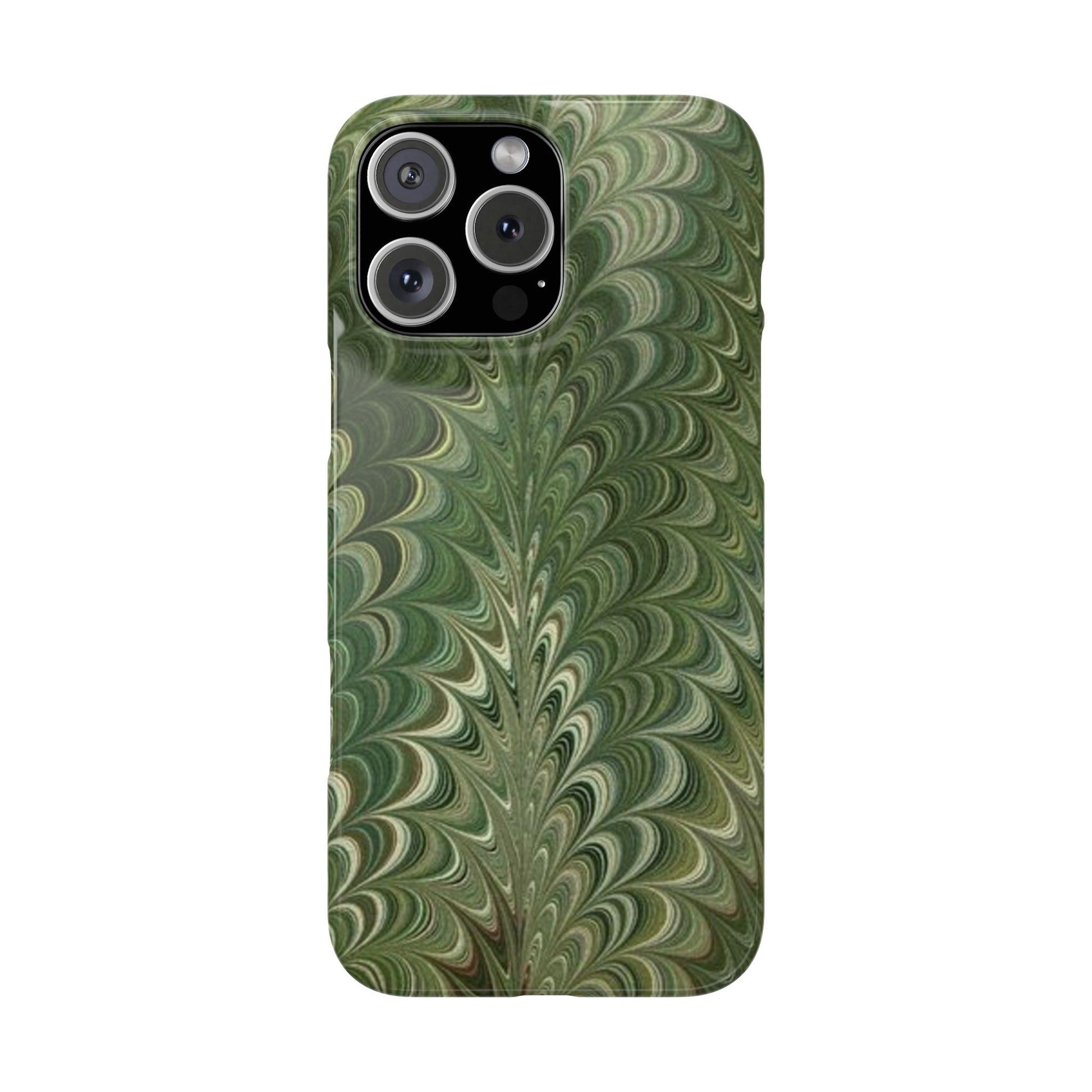 Deep Green Hues of Italian Hand-Painted, Vintage Marbled Paper from Italy Designed Phone Case, iPhone16 Case and all iPhone Cases