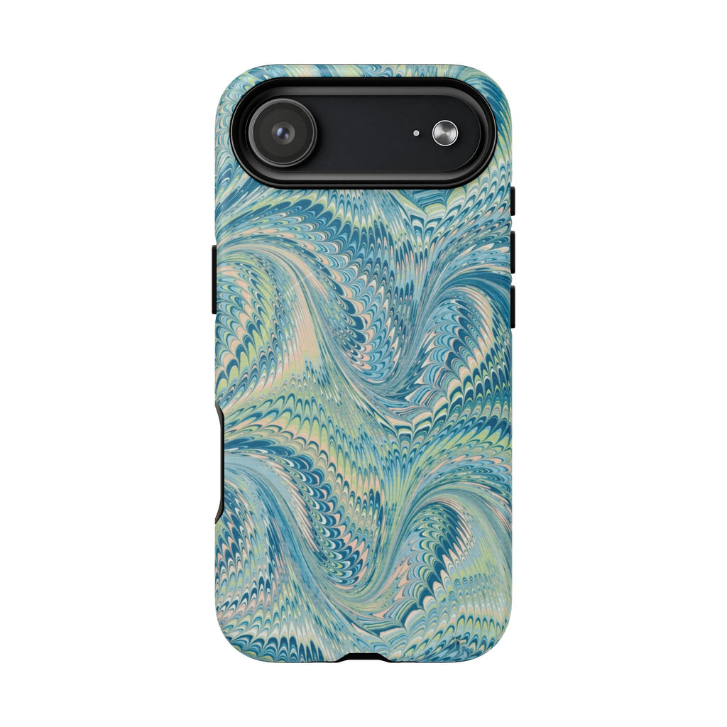 Aqua + Green Marble Phone Case - Impact-Resistant Durable - Dual Cover Design