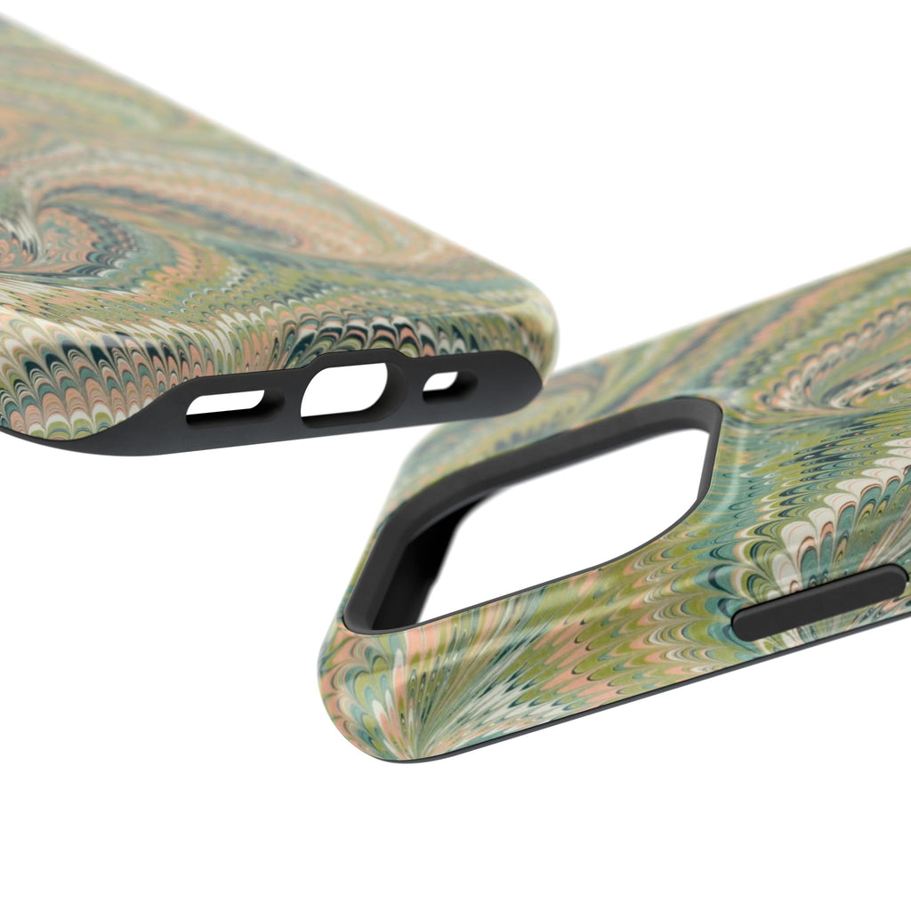 Green Pastel Italian Marble Design Magnetic MAG SAFE High Impact iPhone Cases
