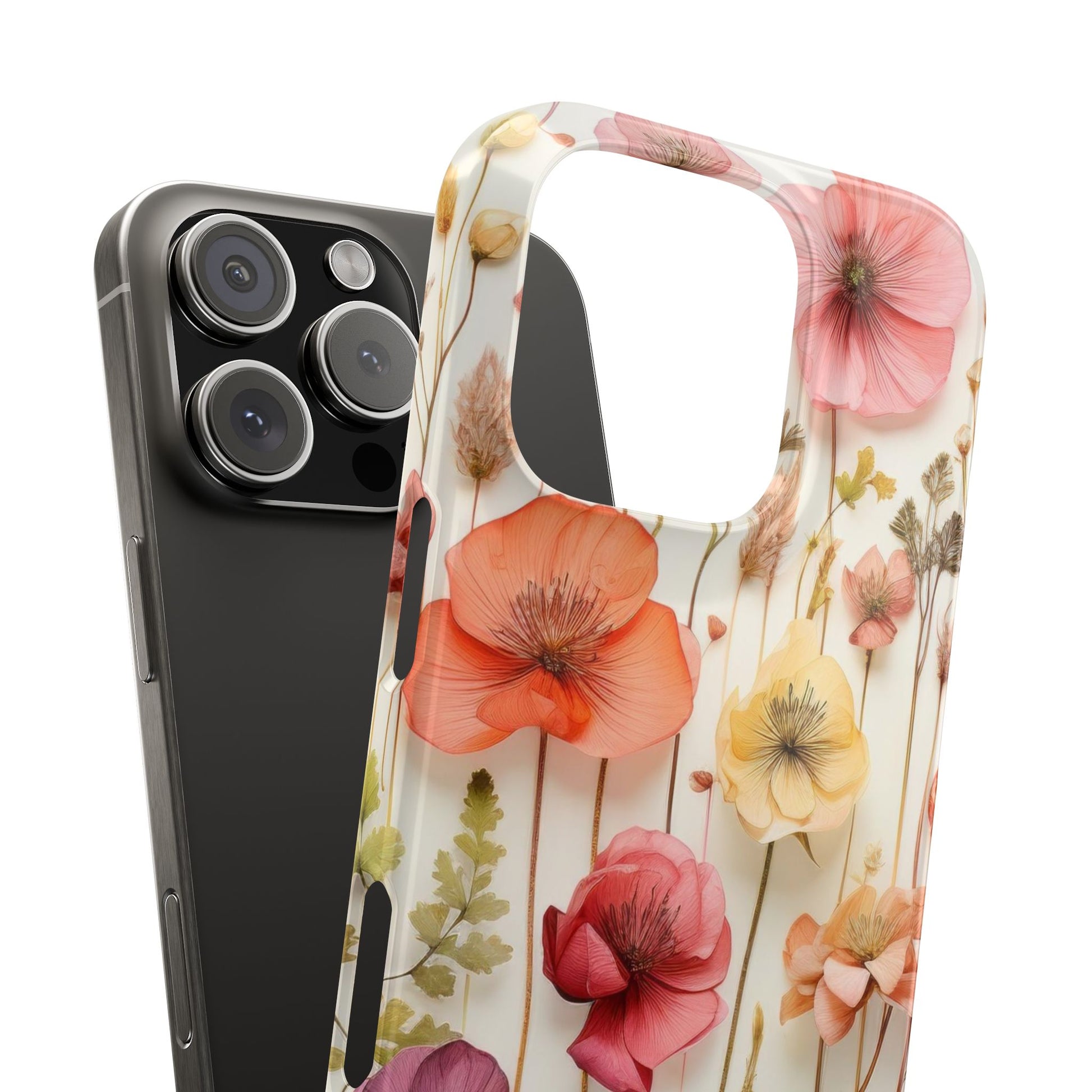 Floral, Pressed Flowers, Pink, Pastels, iPhone 16 and Other Sizes Phone Case, Mag Safe