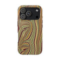 Gold, Green + Burgundy Swirls Peacock Marbled Tough Phone Case - Dual Layer