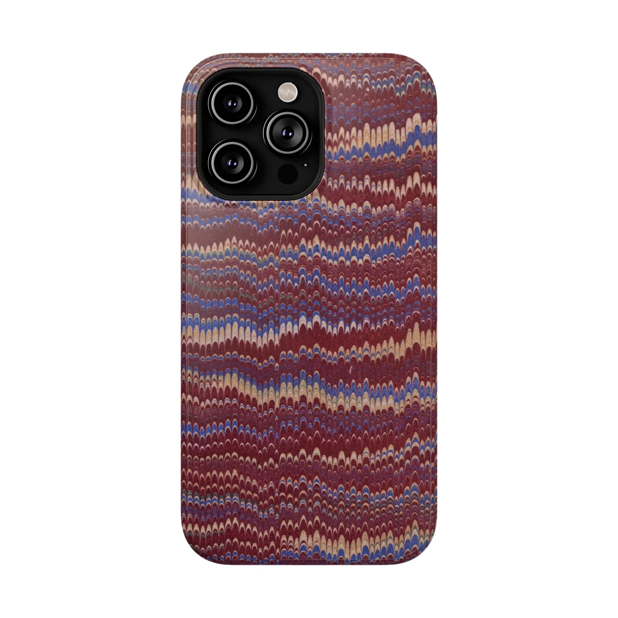 Burgundy and Blue Hues Italian Vintage Marble Design Phone Case for Apple + Samsung
