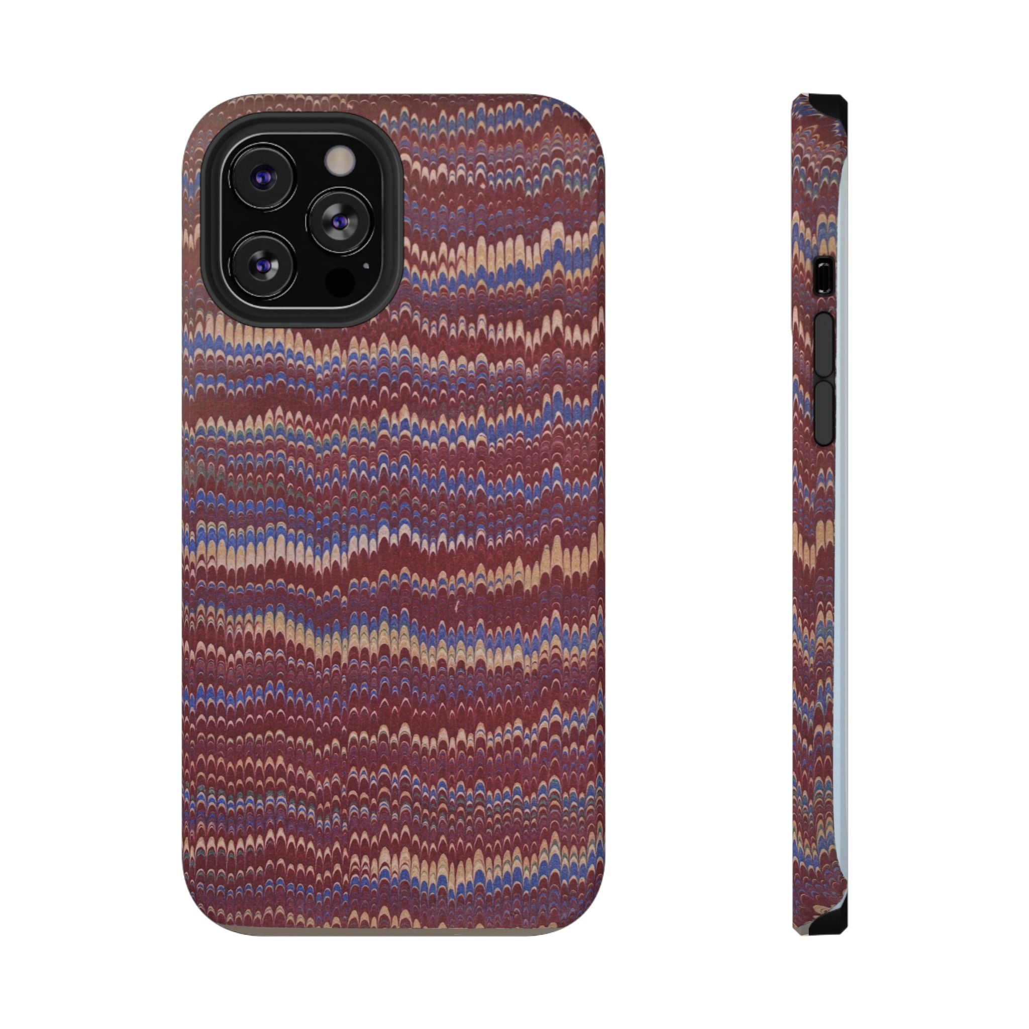 Burgundy and Blue Hues Italian Vintage Marble Design Phone Case for Apple + Samsung